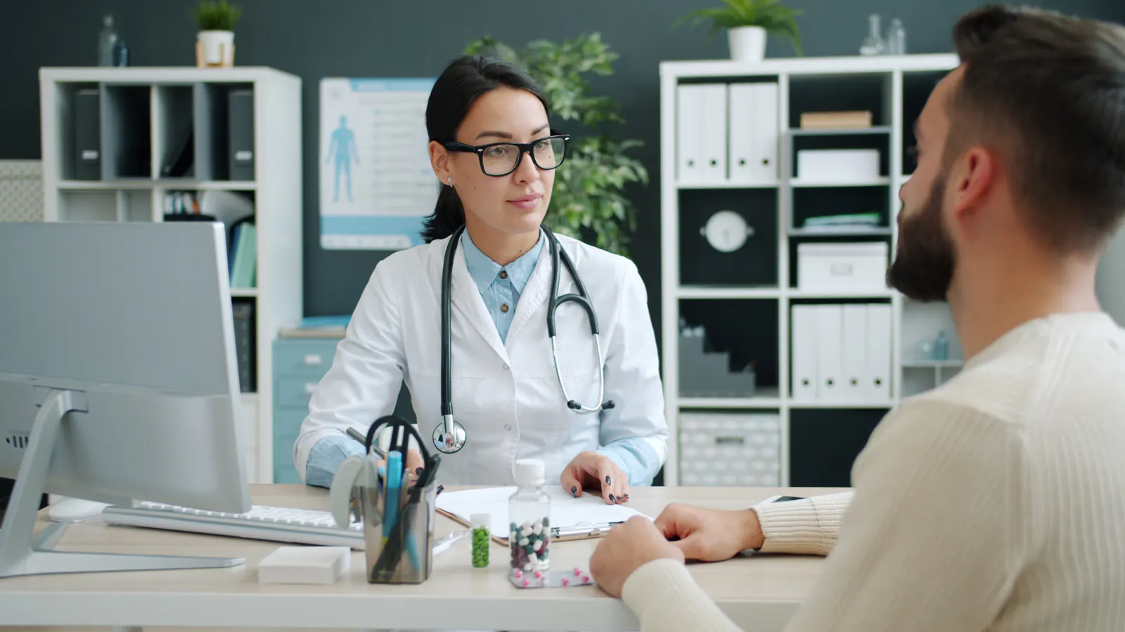 Doctor consulting with a patient in a medical clinic