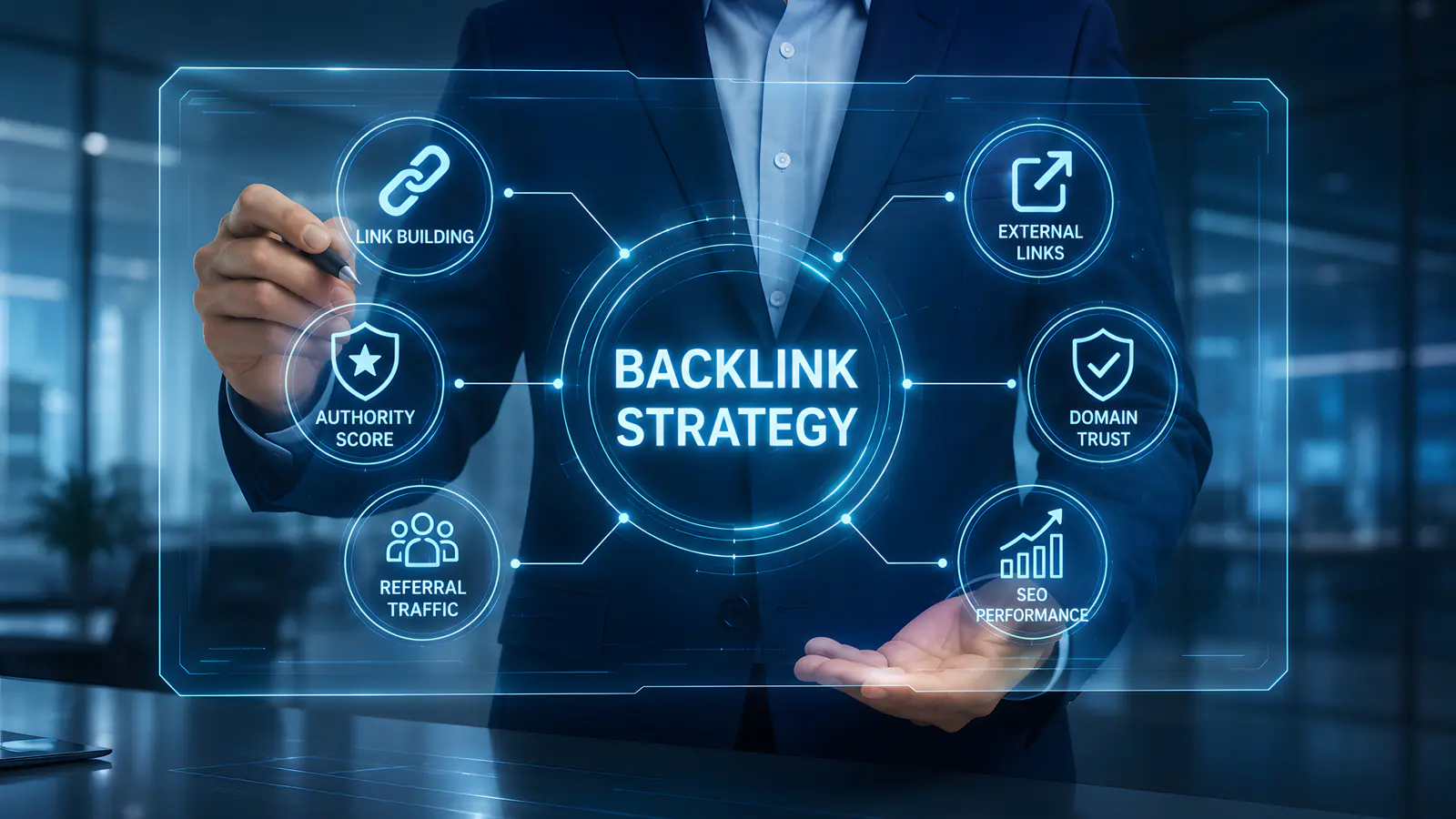 Backlink strategy review showing authority, referral, and domain signals