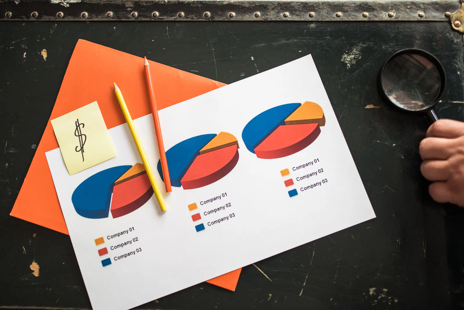 Competitor analysis materials with charts and market research